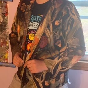 Floral see through button up fashion shirt